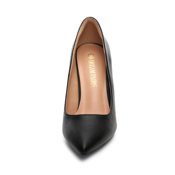 Pointed Toe High Heel Pump Shoes - BLACK PU - 3